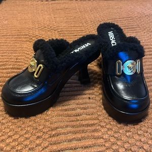 FLASH SALE!! Authentic VERSACE CLOGS/MULES - Brand New!  Black Leather!